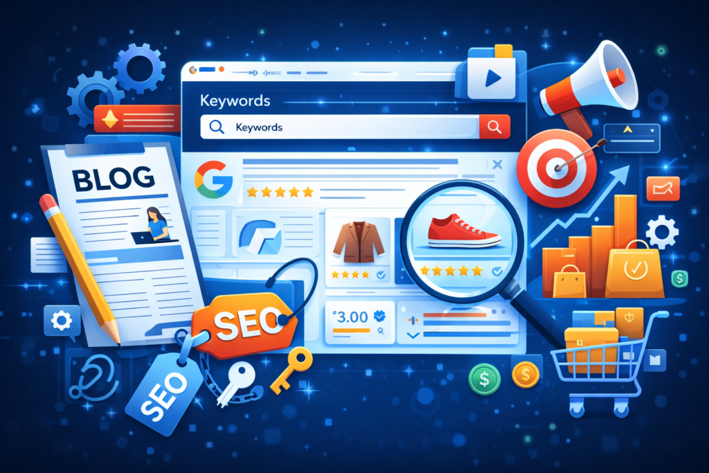 SEO and content marketing strategies for ecommerce business growth