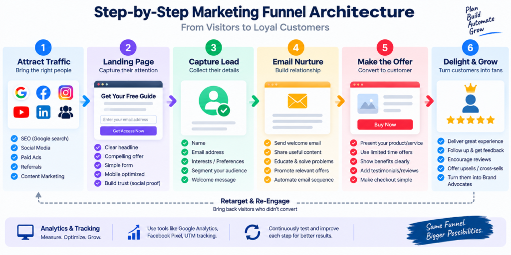 Step-by-step funnel architecture